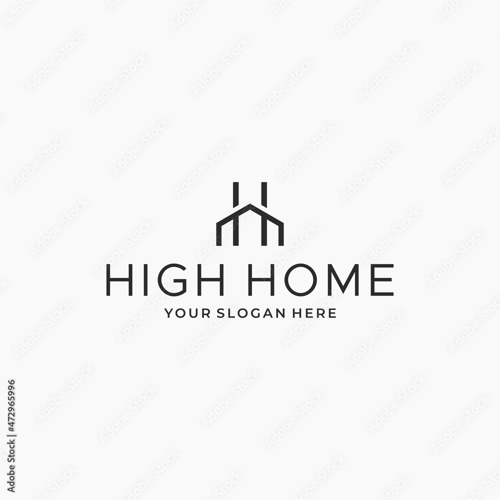 flat line art HIGH HOME building house logo design