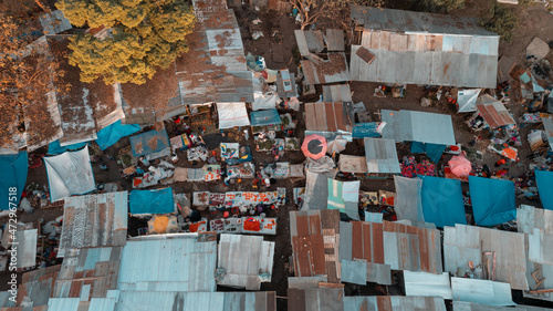 Aerial view of the local market in Arusha city, Tanzania