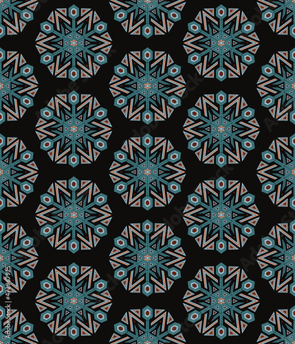 Seamless pattern with mandala. Snowflake shape.