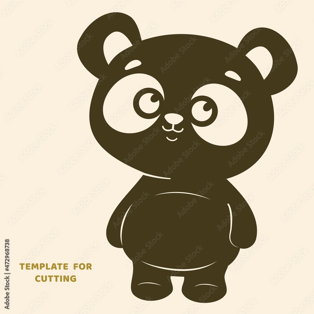 Naklejka premium Template for laser cutting, wood carving, paper cut. Silhouettes for cutting. Panda stencil.