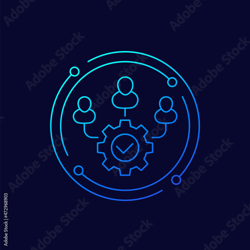 cooperation, coworking and teamwork line vector icon