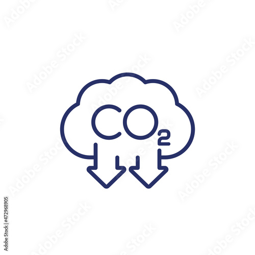 co2 gas, carbon emission reducing line icon © nexusby