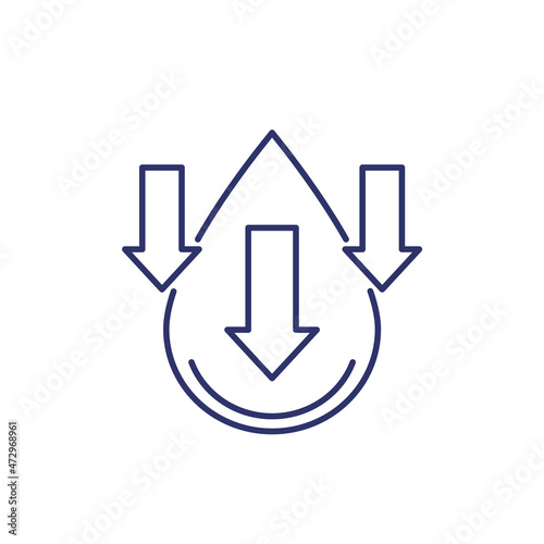 low water level icon with arrows, line vector