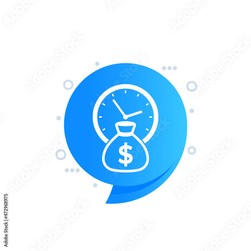 deposit period, time icon with money bag