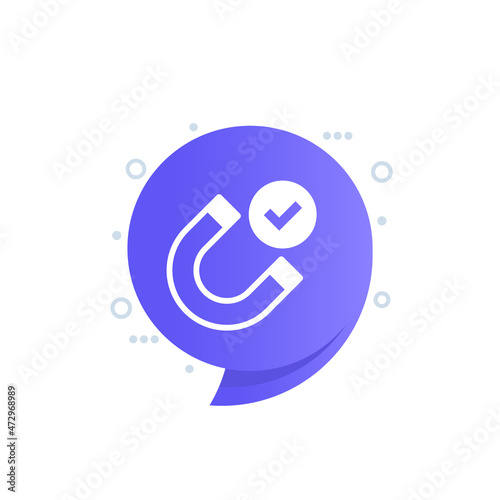 magnet and checkmark vector icon