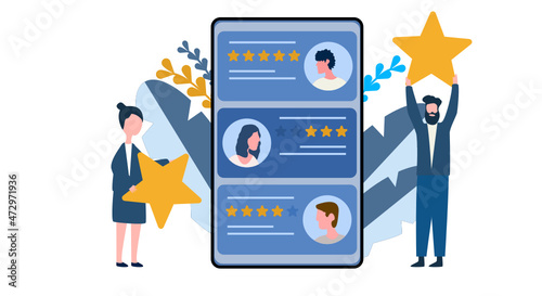 People give star review rating and feedback.