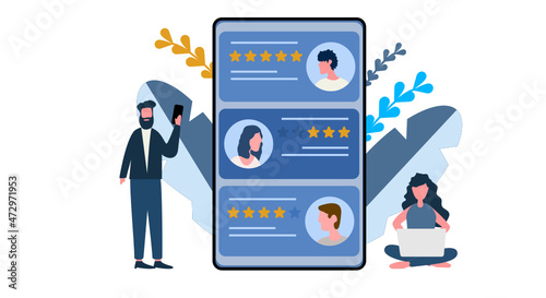People give star review rating and feedback.