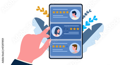 People give star review rating and feedback.