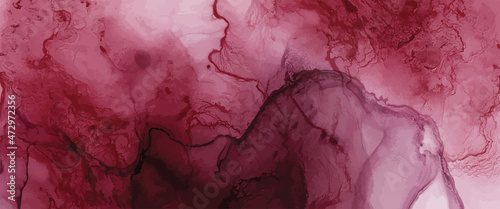 Alcohol ink texture. Fluid bordo abstract background photo
