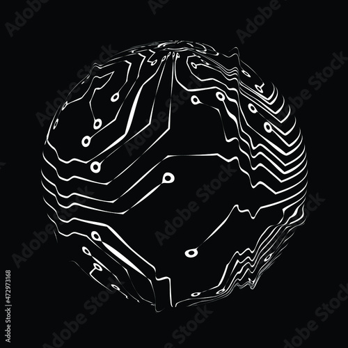 Glitch distorted geometric shape . Minimal art design . Destroyed melting logo . Trendy defect error shapes . Glitched design element .Broken effect .vector 