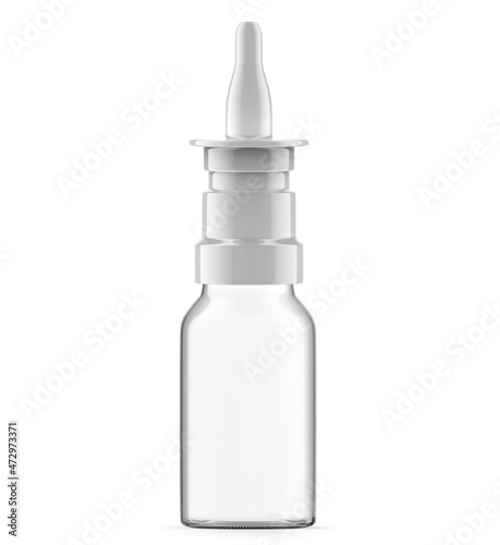 15 ml empty glass nasal spray bottle. Isolated