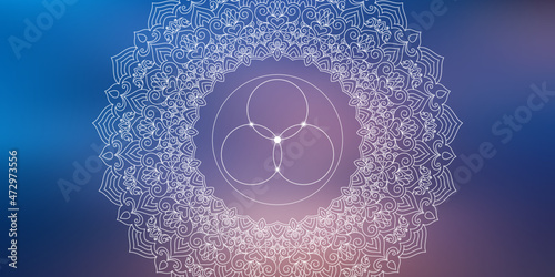 Sacred geometry zentangle inspired design template with oriental tribal ornaments. Flower of life ornamental new age art.