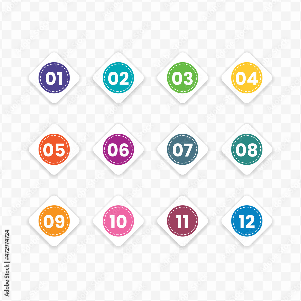 Rectangular Bullet Points Vector illustration of circle in rectangle number bullet points from ...