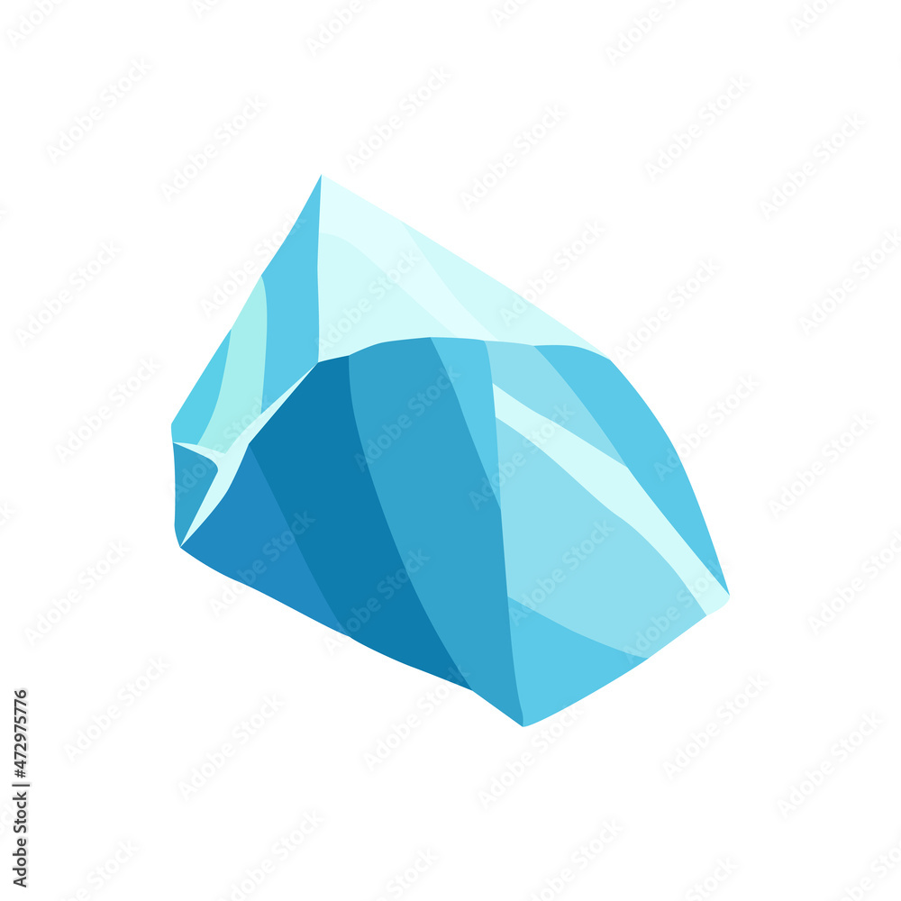 Cartoon ice crystals. Cold frozen blocks or ice mountain, winter decoration for game design. Iceberg broken pieces of ice. Snowy elements on white background