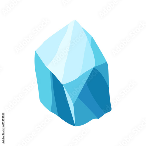 Cartoon ice crystals. Cold frozen blocks or ice mountain, winter decoration for game design. Iceberg broken pieces of ice. Snowy elements on white background