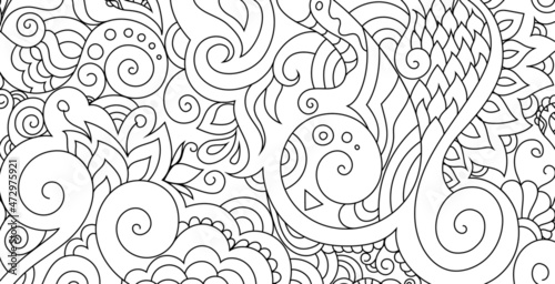 Elegant zentangle inspired illustration with tribal boho chic ornaments. Oriental ornamental background. 