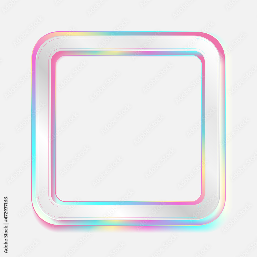 Holographic square frame geometric abstract tech background. Vector art colorful design Holographic square frame geometric abstract tech background. Vector art colorful design