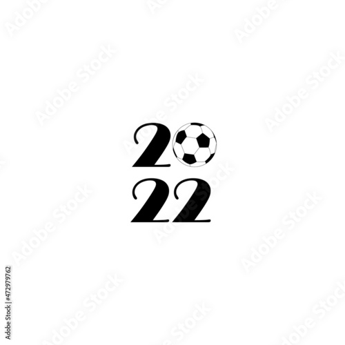 2022 New Year. Figures  numbers. Black silhouette. Front horizontal view. Vector simple flat graphic illustration. The isolated object on a white background. Isolate. Football championship