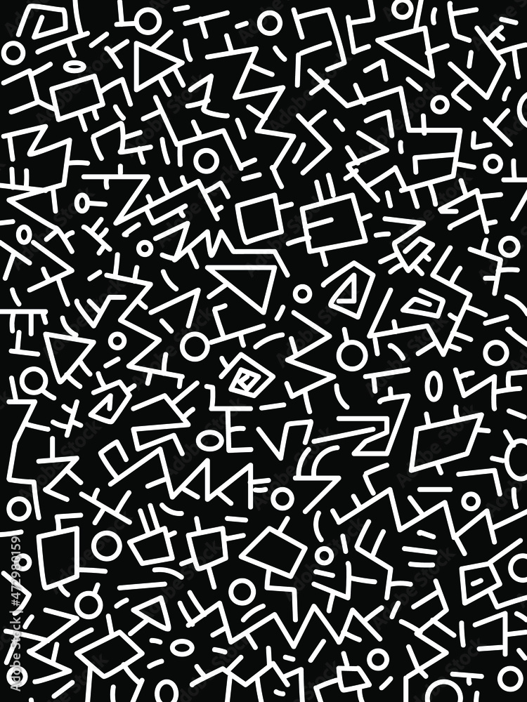 Line graphic abstract black and white background vector illustration.