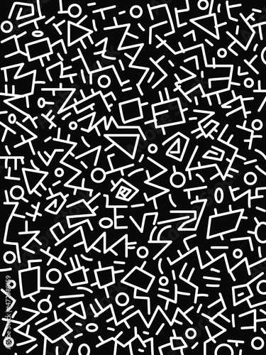 Line graphic abstract black and white background vector illustration.