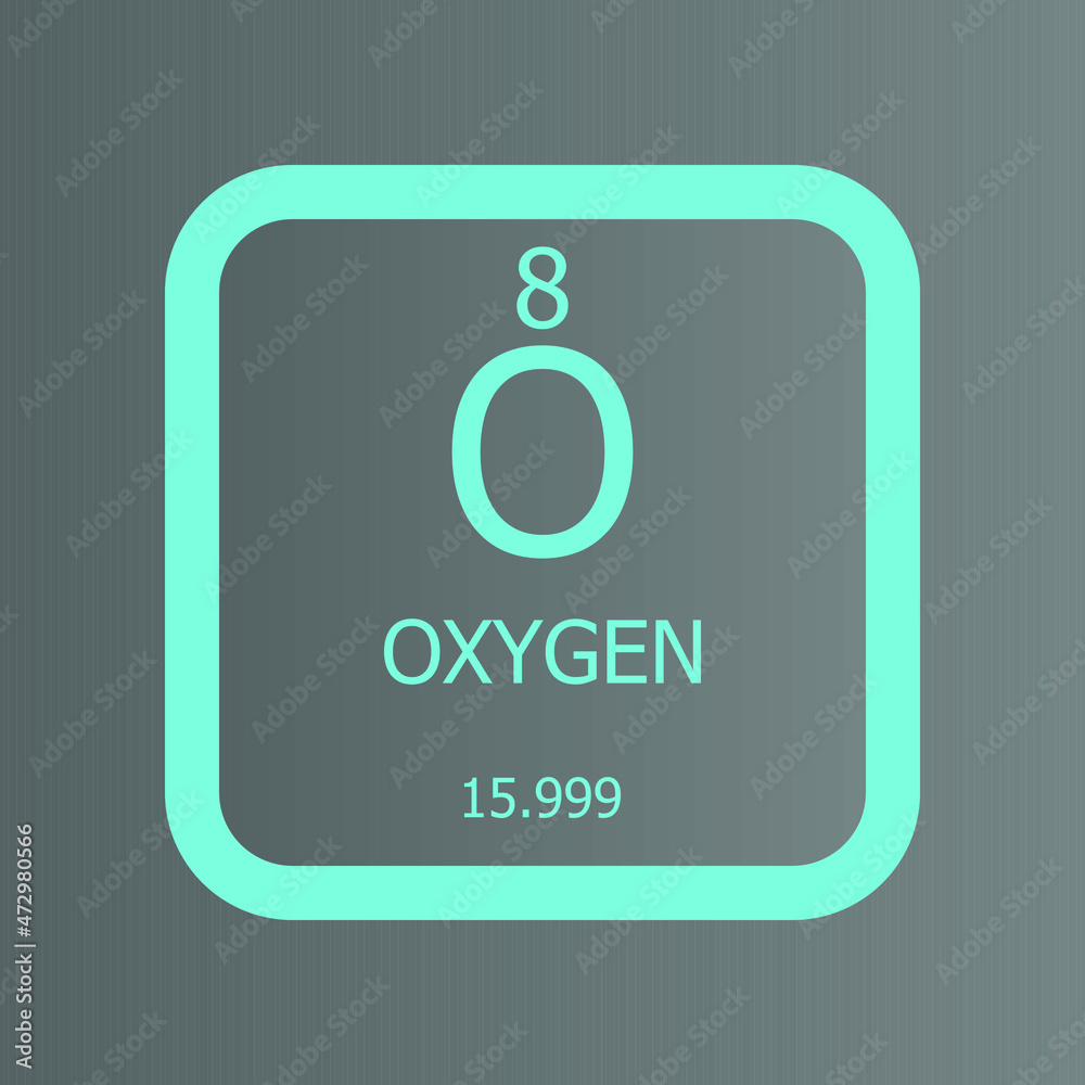 Oxygen O Chemical Element vector illustration diagram, with atomic ...