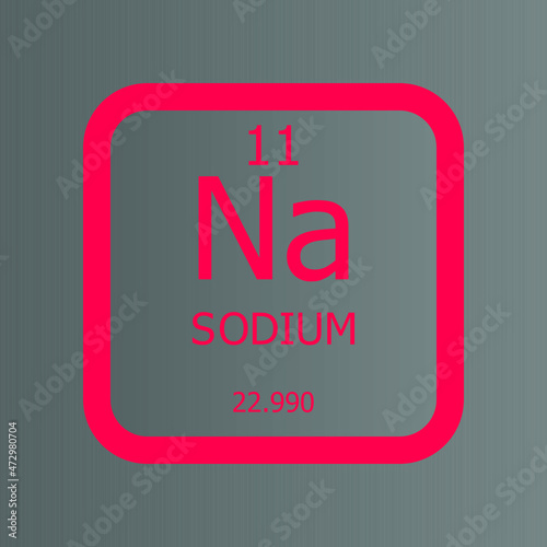 Sodium Na Chemical Element vector illustration diagram, with atomic number and mass. Simple flat dark gradient design for education, lab, science class.