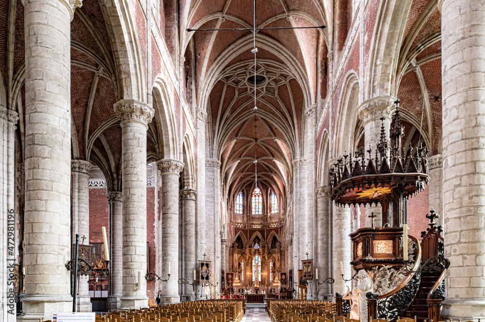 Fototapeta premium Church and cathedral from medieval times in Europe, Belgium, Ghent