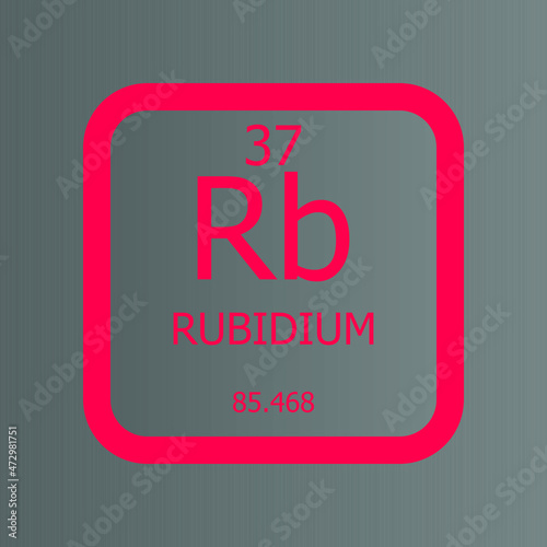 Rubidium Rb Chemical Element vector illustration diagram, with atomic number and mass. Simple flat dark gradient design for education, lab, science class.