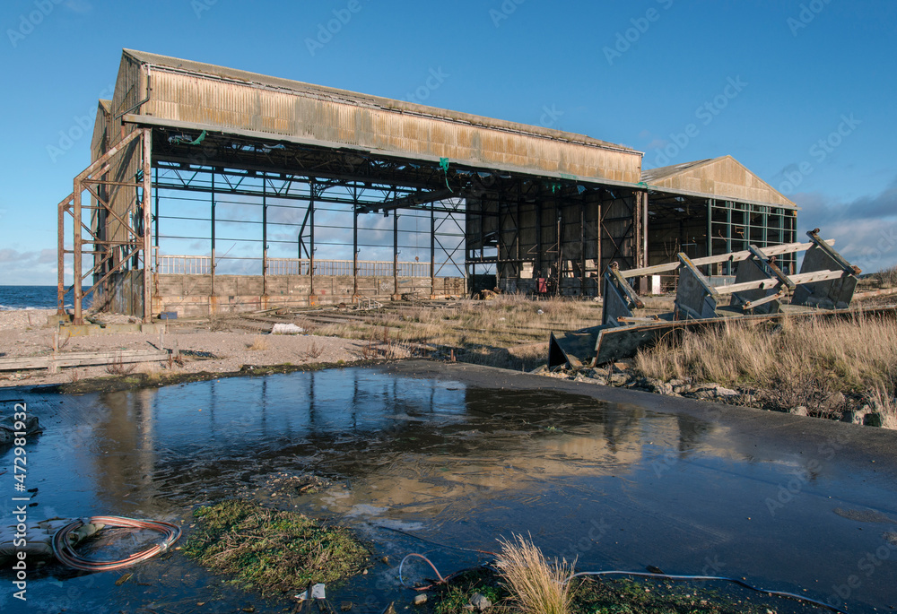 Former shipbuilding Shed near Buckie Harbour which has now been dismantled.