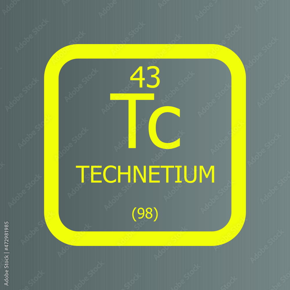 Technetium Tc Chemical Element vector illustration diagram, with atomic number and mass. Simple flat dark gradient design for education, lab, science class. Technetium Tc Chemical Element vector illustration diagram, with atomic number and mass. Simple flat dark gradient design for education, lab, science class.