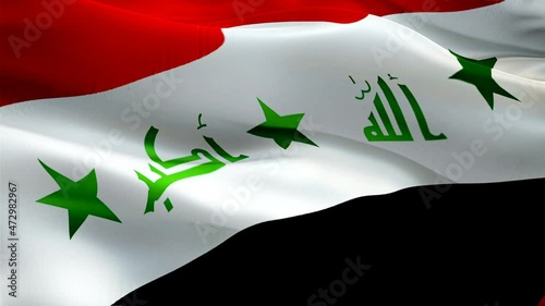 Iraqi flag. 3d Iraq sign waving video. Flag of Iraq holiday seamless loop animation. Iraqi flag silk HD resolution Background. Iraq flag Closeup 1080p HD video for Independence Day,Victory day
 photo