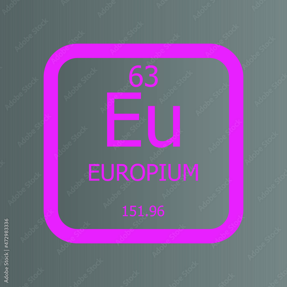 Europium Eu Chemical Element vector illustration diagram, with atomic number and mass. Simple flat dark gradient design for education, lab, science class. Europium Eu Chemical Element vector illustration diagram, with atomic number and mass. Simple flat dark gradient design for education, lab, science class.