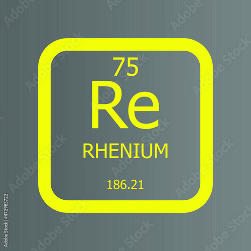 Rhenium Re Chemical Element vector illustration diagram, with atomic number and mass. Simple flat dark gradient design for education, lab, science class.