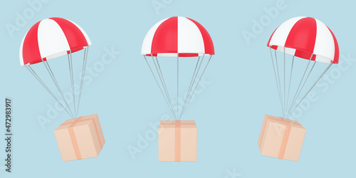 Package box landing 3d illustration