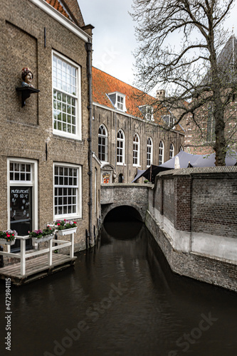 Old streets and buildings in Gouda, Netherlands