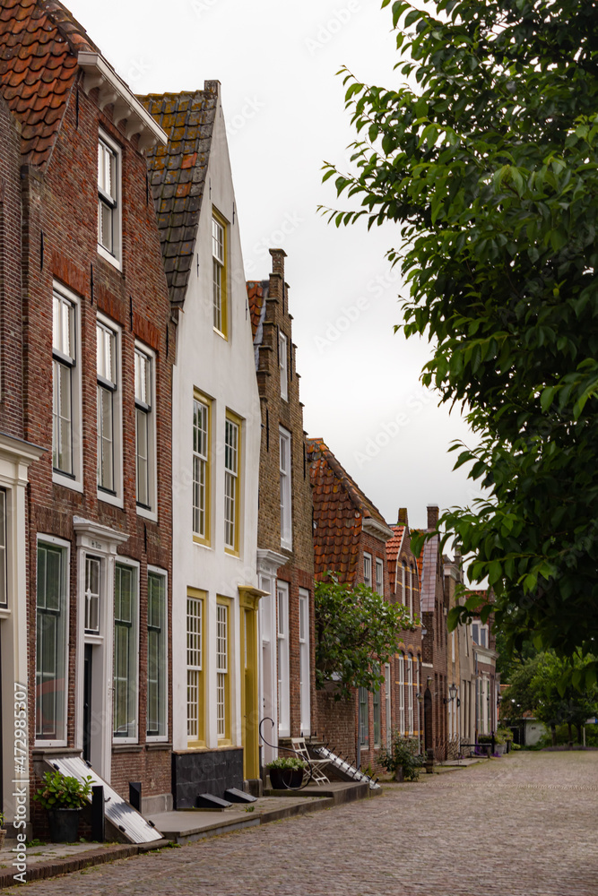 Old town with medieval buildings in Zeeland, Netherlands