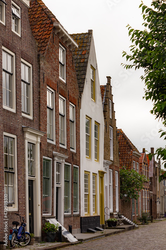 Old town with medieval buildings in Zeeland  Netherlands