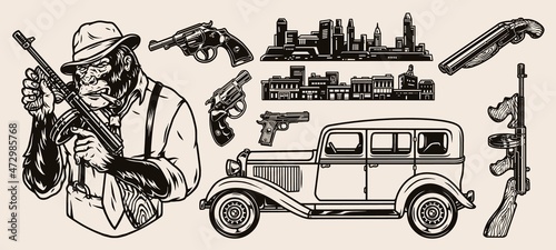 Vintage monochrome mafia concept