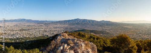 Athens cityscape panorama from mountain Hymettus (Ymittos)