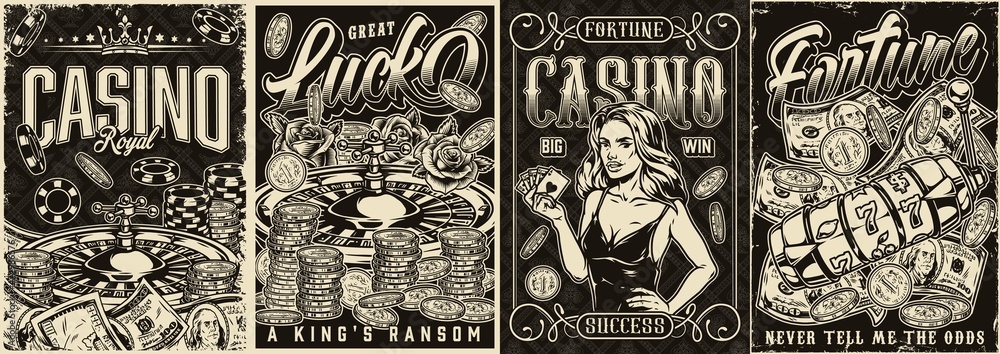 Casino monochrome vintage posters