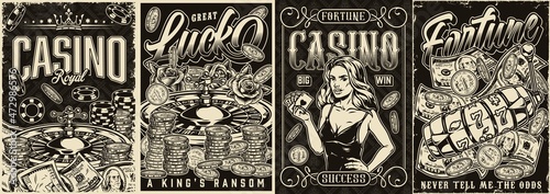 Casino monochrome vintage posters