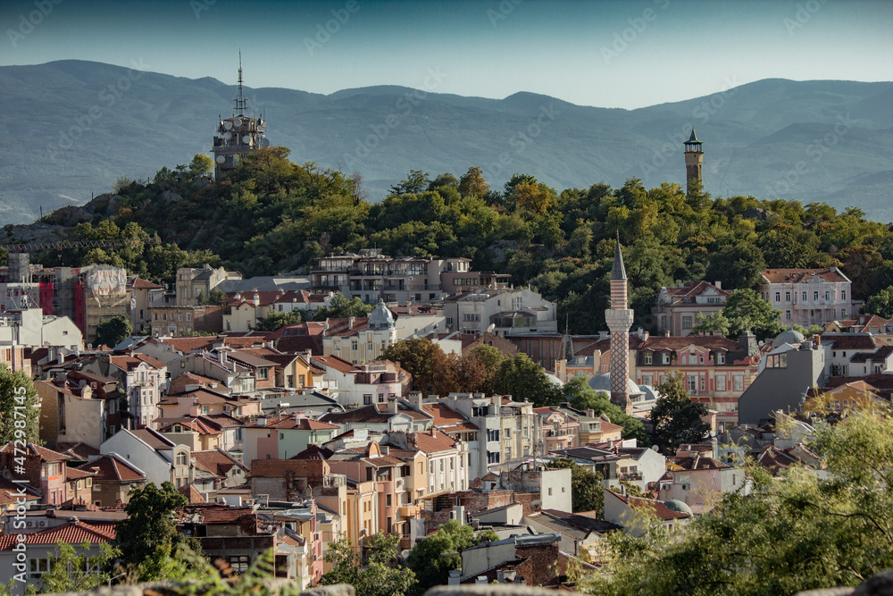 Clear summer day in city of Plovdiv, Bulgaria