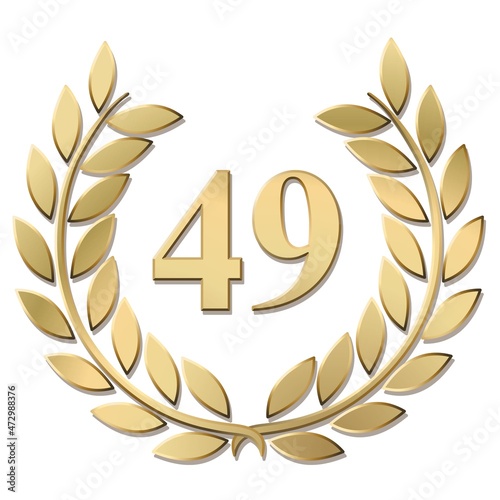 3D gold laurel wreath 49 vector isolated on a white background photo