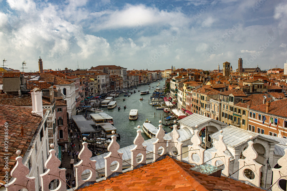 Fototapeta premium Beautiful view of old colorful buildings in Venice, Italy in summer