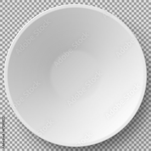 Empty white porcelain plate. Round white plate isolated on transparent background. Cookware, china, crockery element for serving dishes. Dish for restaurant, empty utensil and dishware 3d vector