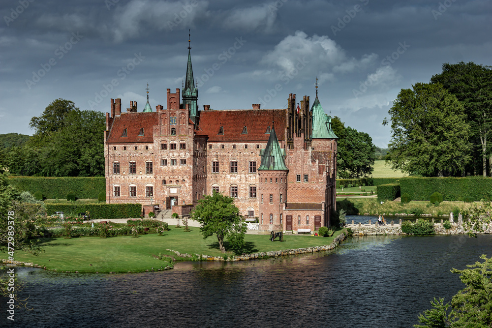 Castle estate during summer day in Egeskov Slot, Denmark