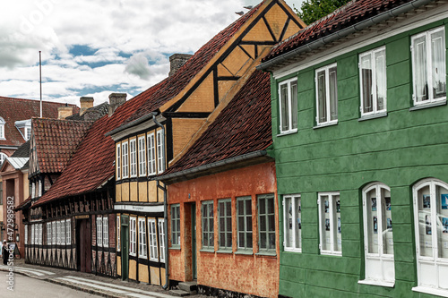 Port town with beautiful buildings in Holbaek, Denmark