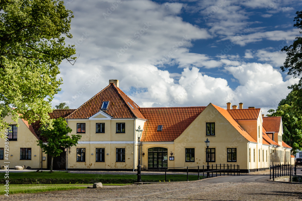 Castle Estate in summer during clear day in Valoe Slot, Denmark