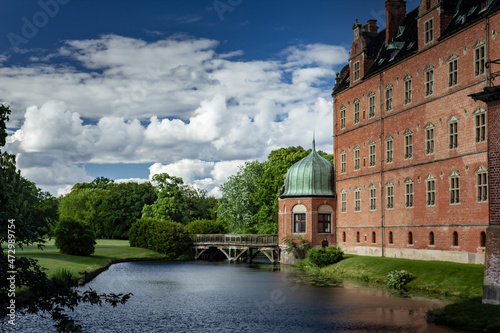 Castle Estate in summer during clear day in Valoe Slot, Denmark photo