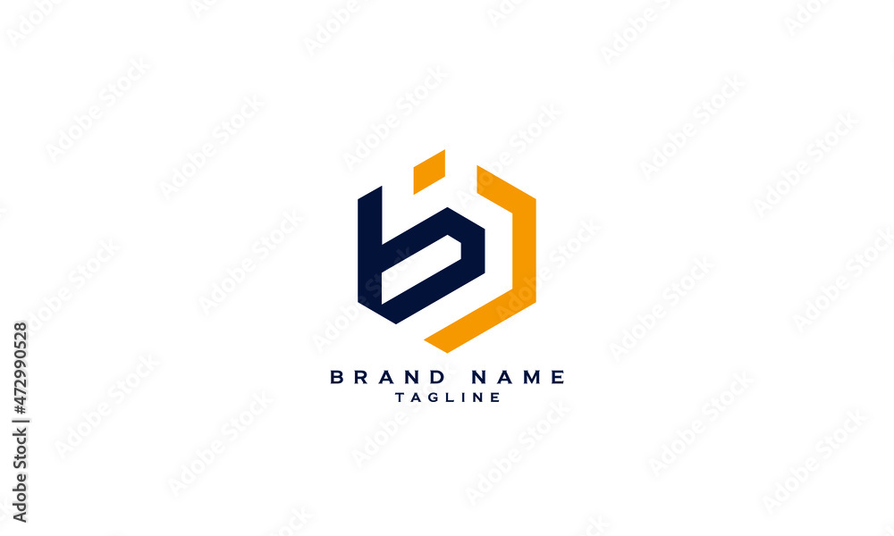 Obraz premium BJ, JB, BI, IB, Abstract initial monogram letter alphabet logo design